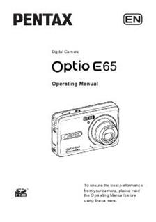Pentax Optio E65 manual. Camera Instructions.